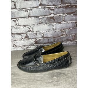 Martin Dingman Croc Embossed Black Leather Loafers Moccasins Women Sz 8M US/38.5